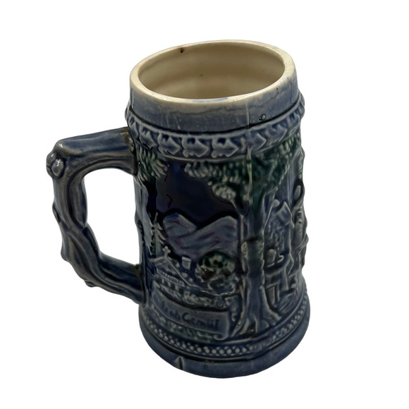 Vintage Glazed Ceramic 3D Large Decorative Souvenir Stein West Germany Blue - Picture 4 of 8